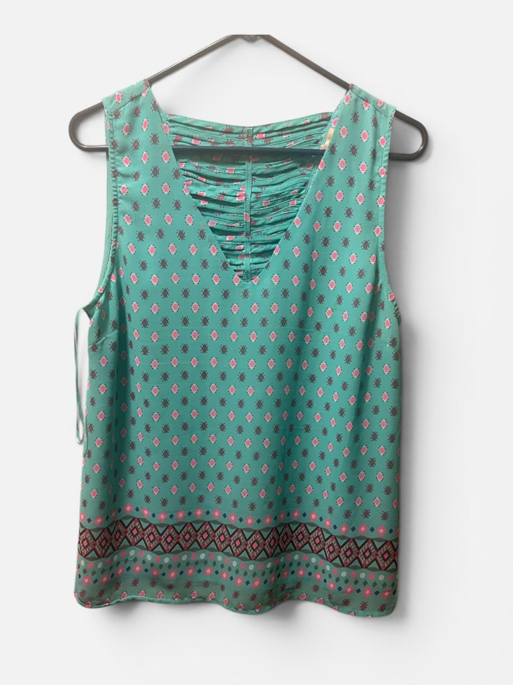Boho Chic Sleeveless Top Lightweight & Flowy, size large
